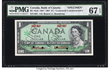 Canada Bank of Canada $1 1867-1967 BC-45aS Commemorative Specimen PMG Superb Gem Unc 67 EPQ. Perforated Specimen and four POCs are noted. 

HID0980124...
