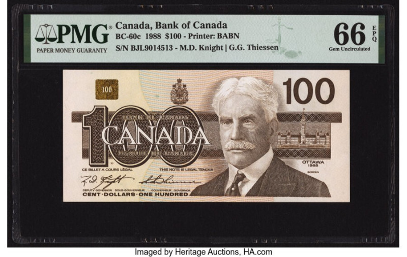 Canada Bank of Canada $100 1988 Pick 99c BC-60c PMG Gem Uncirculated 66 EPQ. 

H...