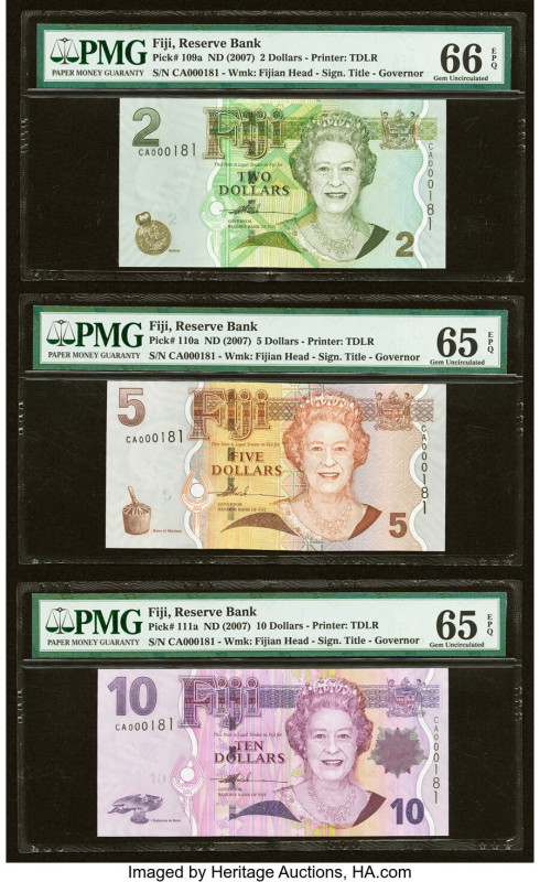 Matching Serial Number 181 Lot Fiji Reserve Bank of Fiji 2; 5; 10; 20; 50; 100 D...