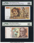 France Banque de France 100 Francs 1978 Pick 153 PMG Gem Uncirculated 66 EPQ; Spain Banco de Espana 5000 Pesetas 1992 (ND 1996) Pick 165 PMG Gem Uncir...