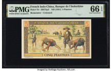 French Indochina Banque de l'Indo-Chine 5 Piastres ND (1951) Pick 75r Remainder PMG Gem Uncirculated 66 EPQ. 

HID09801242017

© 2022 Heritage Auction...
