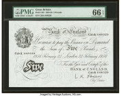 Great Britain Bank of England 5 Pounds 24.2.1956 Pick 345 PMG Gem Uncirculated 66 EPQ. 

HID09801242017

© 2022 Heritage Auctions | All Rights Reserve...