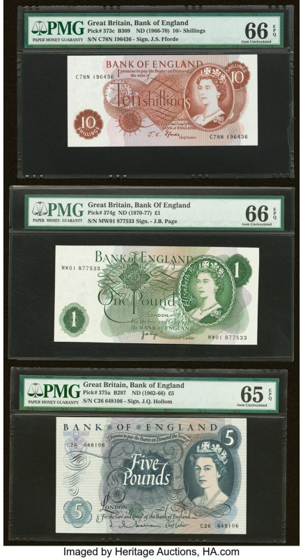 Great Britain Bank of England 10 Shillings; 1; 5 Pounds ND (1966-70); (1970-77);...