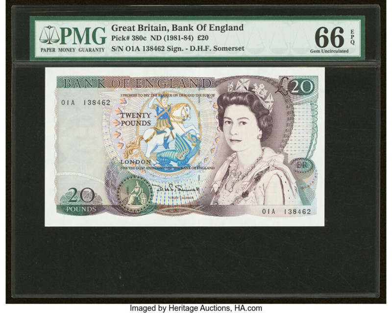 Great Britain Bank of England 20 Pounds ND (1981-84) Pick 380c PMG Gem Uncircula...