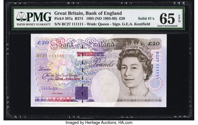 Solid 1's Great Britain Bank of England 20 Pounds 1993 (ND 1993-99) Pick 387a PM...