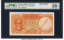 Greece Bank of Greece 10 Drachmai 1954 Pick 186s Specimen PMG Choice About Unc 58 EPQ. 

HID09801242017

© 2022 Heritage Auctions | All Rights Reserve...