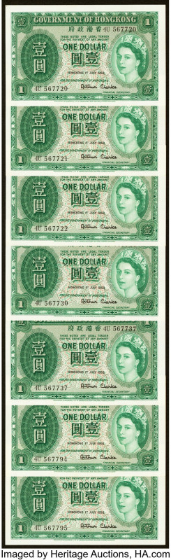 Hong Kong Government of Hong Kong 1 Dollar 1.7.1958 Pick 324Ab KNB19 Seven Examp...