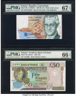 Ireland - Northern Bank of Ireland; Central Bank 10; 50 Pounds 1999; 1.7.1995 Pick 76b; 77a Two Examples PMG Superb Gem Unc 67 EPQ; Gem Uncirculated 6...