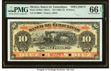 Mexico Banco de Tamaulipas 10 Pesos ND (1902-14) Pick S430s5 M521s Specimen PMG Gem Uncirculated 66 EPQ. Two POCs are noted. 

HID09801242017

© 2022 ...