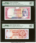Oman; Qatar Central Bank; Qatar Monetary Agency 1 Riyal; 5 Rials ND (1973); 1990 Pick 1a; 27 Two Examples PMG Superb Gem Unc 67 EPQ (2). 

HID09801242...