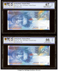 Switzerland National Bank 100 Franken 2004; 2007 Pick 72g; 72h Two Examples PCGS Gold Shield Superb Gem UNC 67 OPQ; Gem UNC 66 OPQ. 

HID09801242017

...
