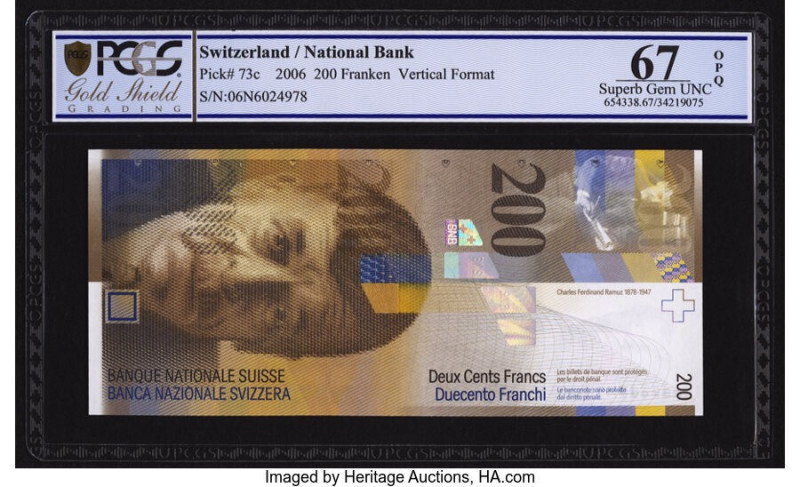 Switzerland National Bank 200 Franken 2006 Pick 73c PCGS Gold Shield Superb Gem ...