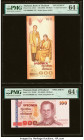 Thailand Bank of Thailand 100 Baht ND (2004); (2005) Pick 111s; 114s Two Specimen PMG Choice Uncirculated 64 EPQ (2). Pick 111s is a Commemorative. 

...