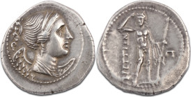 Bruttium, BRETTII



DRACHMA

Issue: 215-205 BC, D/ Bust of Victory right, R/ River god standing with long torch in l., Bibl. ref. HN Italy 1962...