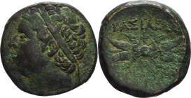 Sicily, Siracusa



BRONZE

Issue: 215-214 BC, Obverse/ juvenile head of Geronimo on the left, Obverse/ horizontal winged thunderbolt, Mint of S...