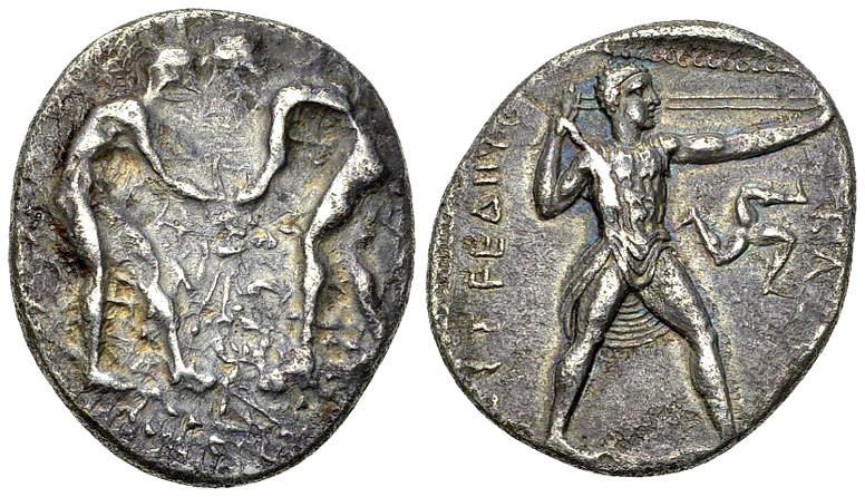 Aspendos AR Stater, c. 400-380 BC 

Pamphylia, Aspendos. AR Stater (23-26 mm, ...
