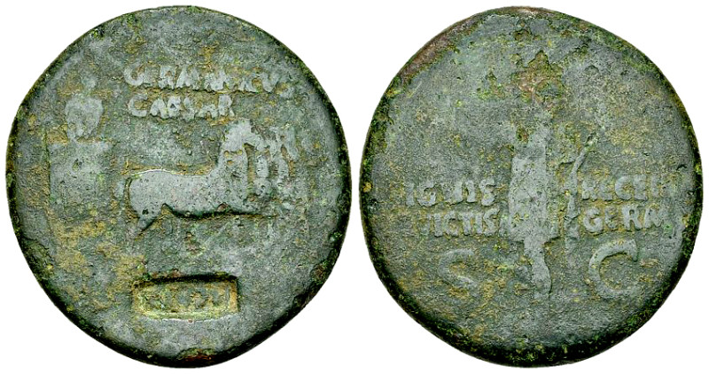 Germanicus AE Dupondius, Countermarked 

Germanicus. AE Dupondius (29-30 mm, 1...