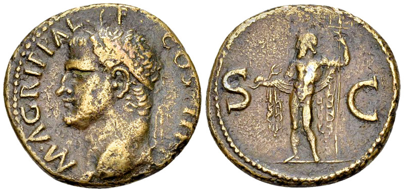 Agrippa AE As, Neptune reverse 

Agrippa (+12 BC). AE As (26-27 mm, 10.96 g), ...