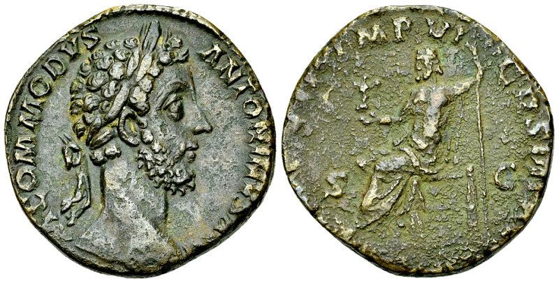 Commodus AE Sestertius, Jupiter reverse 

Commodus (177-192 AD). AE Sestertius...