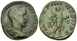 Gordianus III AE Sestertius, emperor reverse