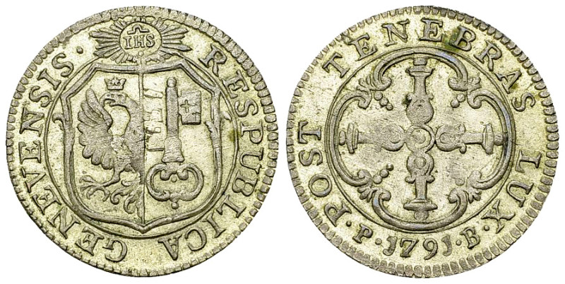 Genf, BI 3 Sols 1791 

Schweiz, Genf /Genève. BI 3 Sols 1791 (1.95 g).
HMZ 2-...