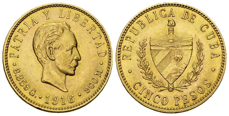 Cuba AV 5 Pesos 1916 

Cuba, Republic. AV 5 Pesos 1916 (8.36 g).
KM 19.

Go...