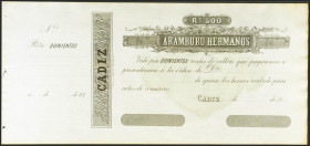500 Reales de Vellón. (1870ca). Aramburu Hermanos, Cádiz (matriz a la izquierda). Para entender mejor la contextualización de este billete recomendamo...