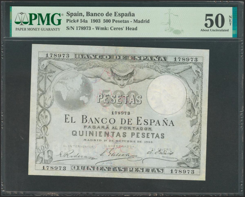 500 Pesetas. 1 de Octubre de 1903. Sin serie. (Edifil 2017: 311). Extraordinaria...