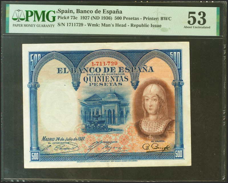 500 Pesetas. 24 de Julio de 1927. Sin serie y posterior al 1602000. (Edifil 2021...