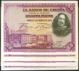 Conjunto de 10 billetes mayoritariamente correlativos y en diferentes tramos de 50 Pesetas emitidos el 15 de Agosto de 1928 y con la serie C (Edifil 2...