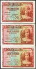 Conjunto de 3 billetes de 10 Pesetas Certificado de Plata emitidos en 1935 con la serie C (Edifil 2021: 364a), conservando su apresto original. SC.