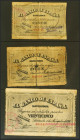 Serie de 5 billetes del Banco de España de la sucursal de Santander correspondientes a los valores de 5 Pesetas (antefirma Banco Hispano Americano), 1...