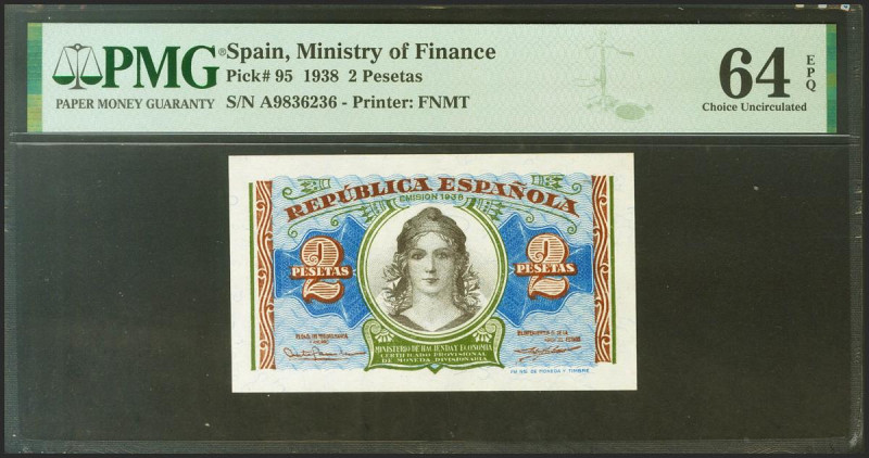 2 Pesetas. 1938. Ministerio de Hacienda. Serie A. (Edifil 2021: 393, Pick: 95). ...