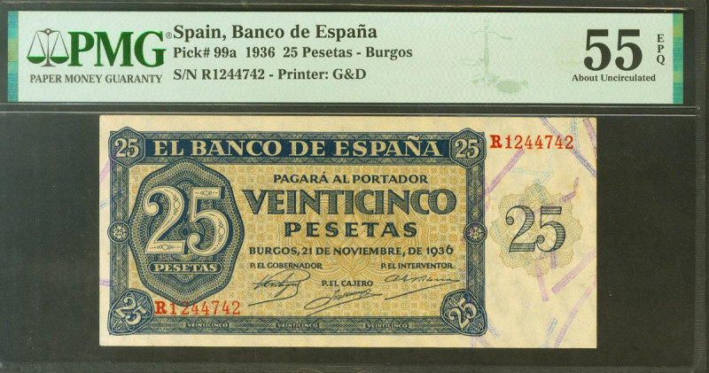 25 Pesetas. 21 de Noviembre de 1936. Serie R. (Edifil 2021: 419a, Pick: 99a). Ap...