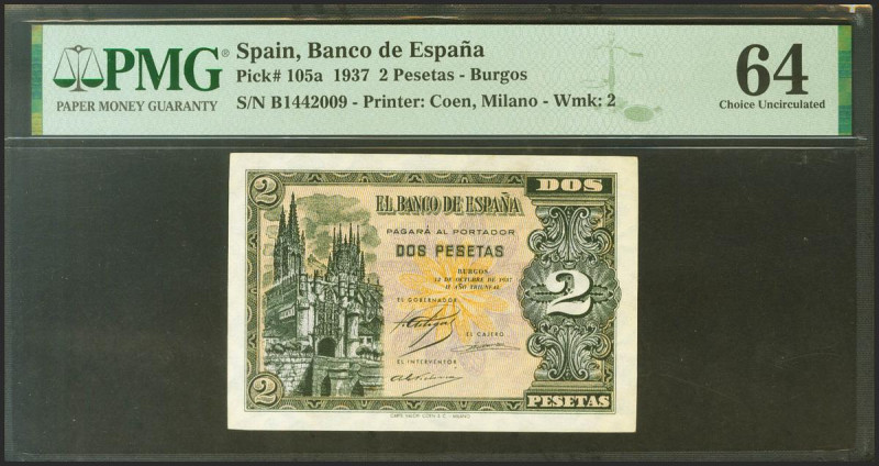 2 Pesetas. 12 de Octubre de 1937. Serie B. (Edifil 2021: 426a, Pick: 105a). Inus...