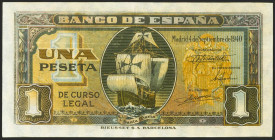 1 Peseta. 4 de Septiembre de 1940. Serie C. (Edifil 2021: 442a). Conserva parte de su apresto original. EBC.