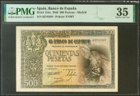 500 Pesetas. 21 de Octubre de 1940. Sin serie. (Edifil 2021: 444, Pick: 124a). Inusual. EBC-. Encapsulado PMG35.