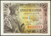 1 Peseta. 21 de Mayo de 1943. Serie A. (Edifil 2021: 447a). Apresto original. SC.
