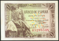 1 Peseta. 15 de Junio de 1945. Serie A. (Edifil 2021: 448a). Apresto original. SC-.