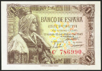 1 Peseta. 15 de Junio de 1945. Serie C. (Edifil 2021: 448a). Apresto original. SC.