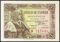 1 Peseta. 15 de Junio de 1945. Serie D. (Edifil 2021: 448a). Apresto original. SC-.