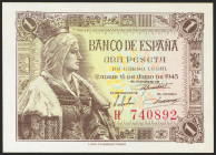 1 Peseta. 15 de Junio de 1945. Serie H. (Edifil 2021: 448a). Apresto original. SC-.