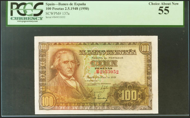 100 Pesetas. 2 de Mayo de 1948. Serie B. (Edifil 2021: 456a, Pick: 137a). EBC+. ...