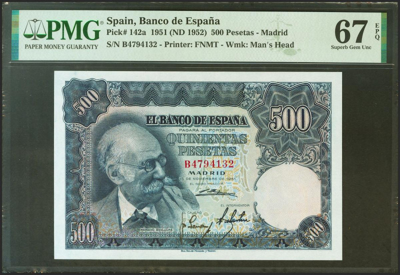 500 Pesetas. 15 de Noviembre de 1951. Serie B. (Edifil 2021: 460a). Extraordinar...