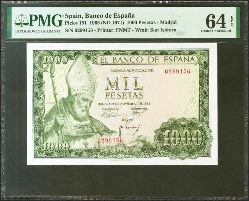 1000 Pesetas. 19 de Noviembre de 1965. Sin serie. (Edifil 2021: 471, Pick: 151)....