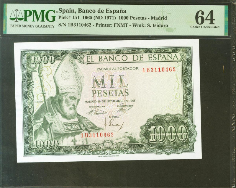 1000 Pesetas. 19 de Noviembre de 1965. Serie 1B. (Edifil 2021: 471b, Pick: 151)....