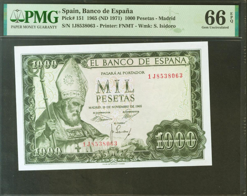 1000 Pesetas. 19 de Noviembre de 1965. Serie 1J. (Edifil 2021: 471b, Pick: 151)....