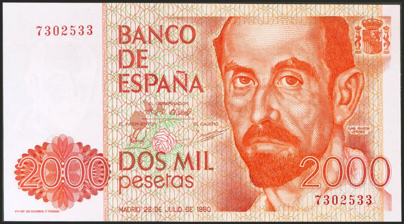 2000 Pesetas. 22 de Julio de 1980. Sin serie. (Edifil 2021: 479). SC.