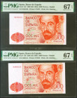 2000 Pesetas. 22 de Julio de 1980. Pareja correlativa. Sin serie. (Edifil 2021: 479, Pick: 159). Raro en esta excepcional calidad, apresto original. S...