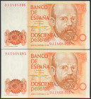 200 Pesetas. 16 de Septiembre de 1980. Pareja correlativa. Serie especial 9A. (Edifil 2021: 480b). SC.